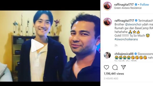 Siwon Suju bertamu ke rumah Raffi Ahmad (https://www.instagram.com/p/B9kmLFoBIcO/)