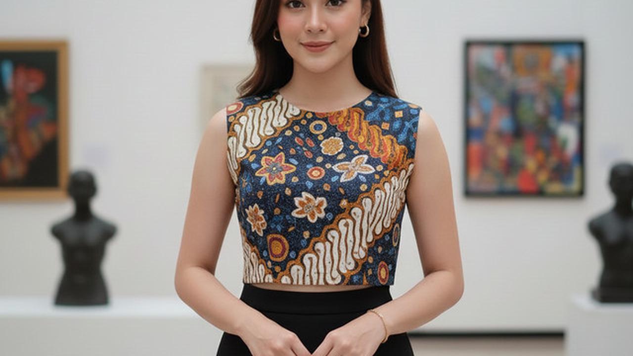 Model Atasan Batik Crop Cut dengan Rok High Waist