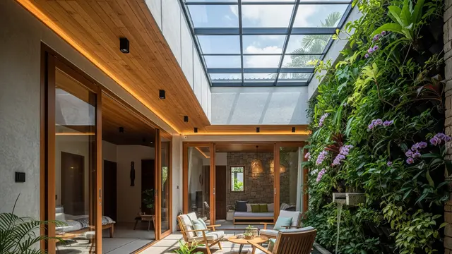 Model Rumah Skylight Atrium dengan Taman Vertikal Indoor