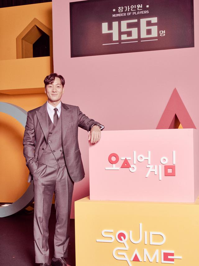 Park Hae Soo dalam konferensi pers Squid Game. (Netflix).