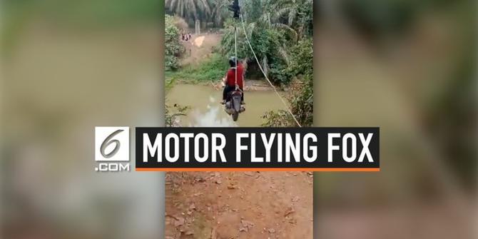 VIDEO: Viral, Wanita Flying Fox Pakai Motor untuk Sebrangi Sungai