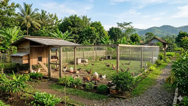 Desain Kebun Ayam dengan Pagar Tinggi