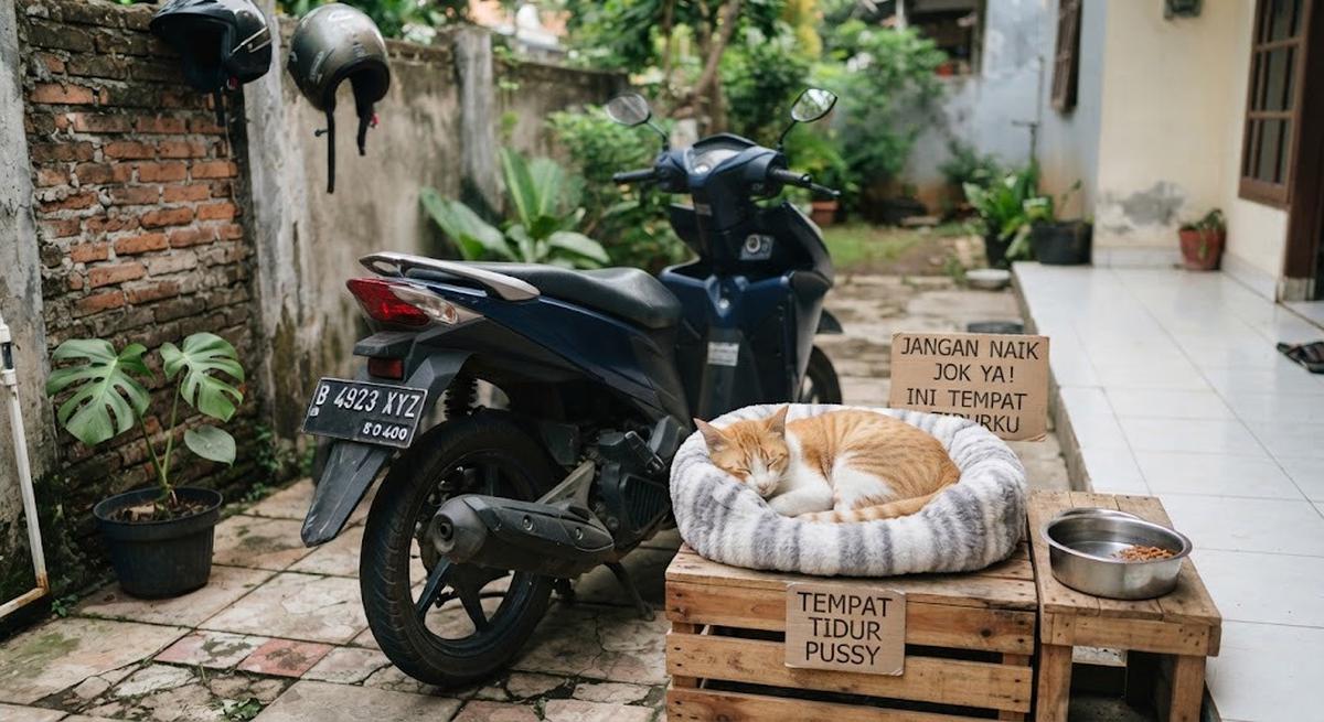 6 Cara Mencegah Kucing Naik ke Jok Motor Tanpa Menyakitinya, Mudah dan Praktis