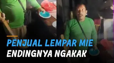 Ada-ada saja aksi penjual mie yang satu ini karena melakukan atraksi akhirnya bikin geleng-geleng kepala.