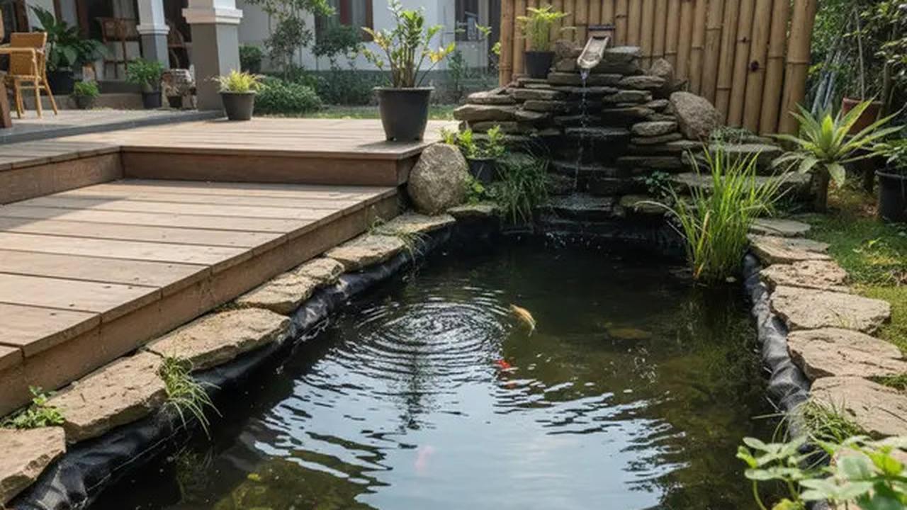 8 Model Kolam Ikan Batu Alam dan Bambu yang Murah tapi Elegan di Belakang Rumah