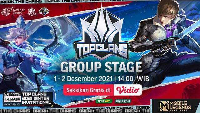 Link Live Streaming Top Clans Mobile Legends Winter Invitational Group Stage di Vidio Pekan Ini