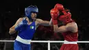 Kemenangan ini membuat Imane Khelif berhak melaju ke final tinju putri 66 kg untuk memperebutkan medali emas Olimpiade 2024.  (AP Photo/John Locher)