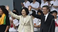 Presiden perempuan pertama Taiwan, Tsai Ing- wen bersama Wakil Presiden, Chen Chien - jen (SAM YEH/AFP)