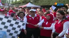Sejumlah komunitas diajak dalam gerak jalan kebangsaan yang rutenya dimulai dari Bundaran Hotel Indonesia menuju kawasan Sarinah.