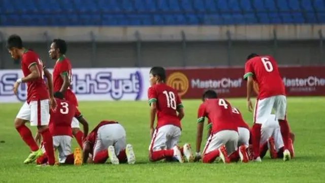 Selebrasi sujud syukur timnasional U23 Indonesia Vs Malaysia