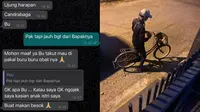 Driver Ojol Ini Kayuh Sepeda Sejauh 15 Km Untuk Antarkan Obat, Demi Makan Anak Istri. (Sumber: Twitter/peacefulgreeny)