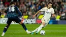 Real Madrid lolos ke babak 16 besar Liga Champions 2023/2024. Kepastian itu didapat setelah pasukan Carlo Ancelotti mengalahkan Braga 3-0. (AP Photo/Jose Breton)