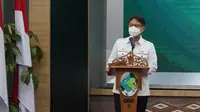 Menteri Kesehatan RI Budi Gunadi Sadikin memberikan Ministerial Lecture kepada para CPNS Kemenkes Tahun 2020 di Aula Siwabessy, Gedung Kemenkes Jakarta pada 11 Februari 2021. (Dok Kementerian Kesehatan RI)