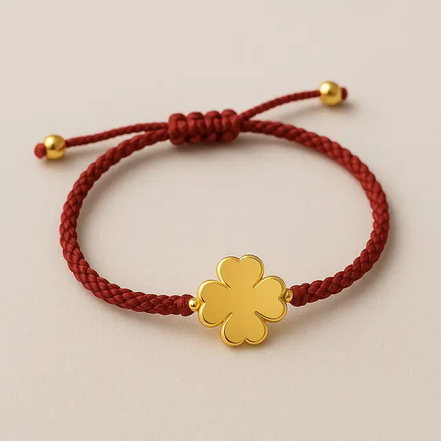 Model Gelang Tali Serut Kombinasi Emas Clover 3 Gram