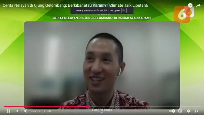 Atase Perikanan dan Kehutanan Kedutaan Jepang untuk Indonesia Wakabayashi Hajime dalam program Climate Talk Liputan6.com. (Liputan6.com Screen Grab)
