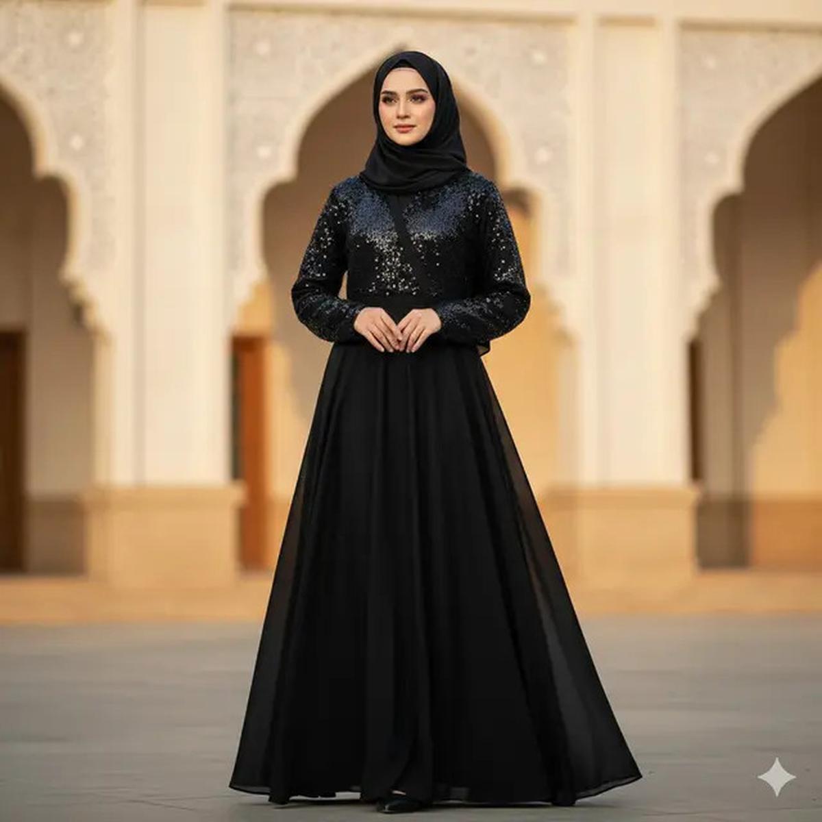 8 Model Gamis Abaya Hitam Terbaru, Fashion Simple yang Tampak Elegan