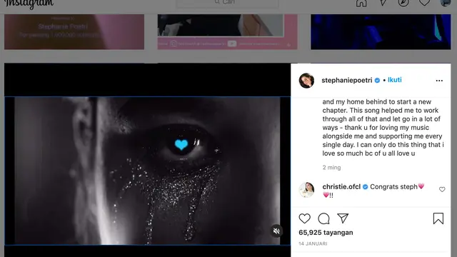 Unggahan Stephanie Poetri. (Foto: Instagram @stephaniepoetri)