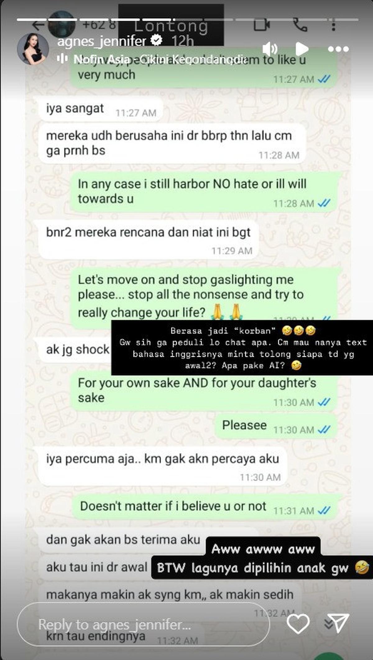 Agnes Jennifer Bongkar Chat Rahasia, Gayung Love Pink Masih Kejar Suaminya Diam-Diam Meski Sudah Diblock