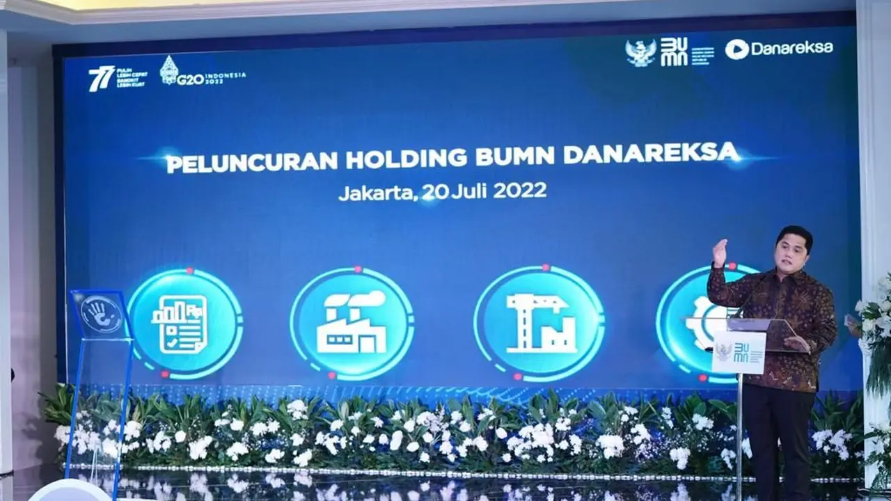 Menteri Badan Usaha Milik Negara (BUMN) Erick Thohir meluncurkan pembentukan holding BUMN Danareksa di di kantor Kementerian BUMN, Jakarta, Rabu (20/7/2022). (Dok BUMN)