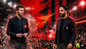 Ilustrasi Michael Carrick, Ruben Amorim. (Foto by AI)