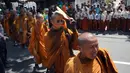 Dari Semarang mereka akan menuju Ambarawa, lalu ke Magelang. Jadwalnya, para Biksu itu akan sampai di Candi Borobudur pada tanggal 1 Juni 2023. (merdeka.com/Arie Basuki)