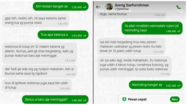 Viral Kisah Wanita Pesan Makanan Online Tapi Warung Sudah Tutup, Bikin Merinding