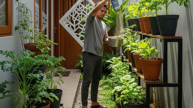Cara Membuat Kebun Pakan Ayam di Pekarangan Sempit (AI Generated)
