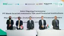 PT Bank Syariah Indonesia Tbk (BSI) menandatangani nota kesepahaman bersama Islamic Banking of Standard Chartered Bank, Maybank Islamic Dubai DIFC, Abu Dhabi Islamic Bank PJSC, Bank Islam Brunei Darussalam di Uni Emirat Arab, (27/03/2022).(Liputan6.com/HO/BSI)