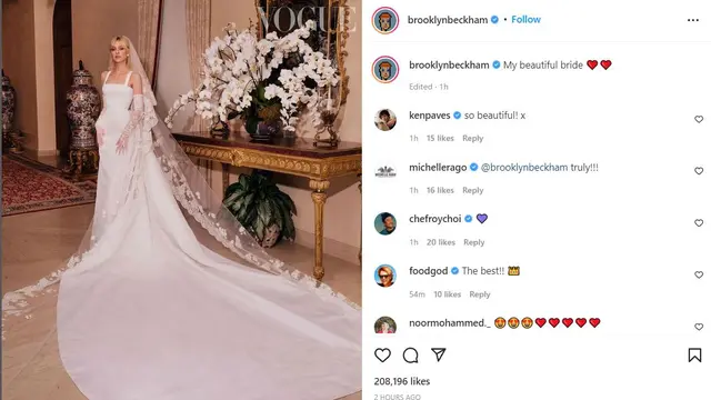 Unggahan Nicola Peltz dengan gaun pengantin. (Instagram/ nicolaannepeltz)