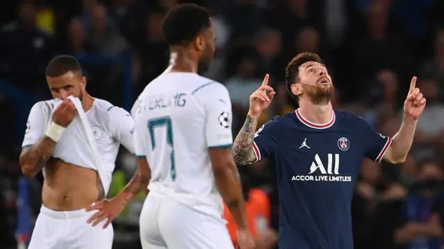 Foto: Lionel Messi Pecah Telur, PSG Bungkam Manchester City 2-0 di Matchday Kedua Liga Champions 2021 / 2022