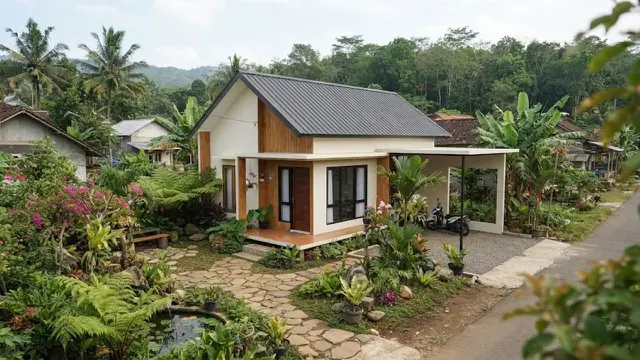 Inspirasi Rumah Desa Sederhana dengan Taman Kecil