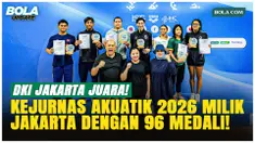 DKI Jakarta juara umum Kejurnas Akuatik Indonesia 2026 cabang renang dengan 38 emas, mengungguli Jawa Barat dan Jawa Timur setelah persaingan ketat sepanjang turnamen.