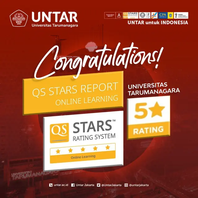 Untar Raih Lima Bintang QS Stars untuk Online Learning