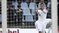 Gelandang Timnas Portugal Bruno Fernandes merayakan gol ke gawang Luksemburg pada laga Grup B kualifikasi Piala Eropa 2020 di Josy Barthel Stadium, Minggu (16/11/2019). (AP Photo/Francisco Seco)