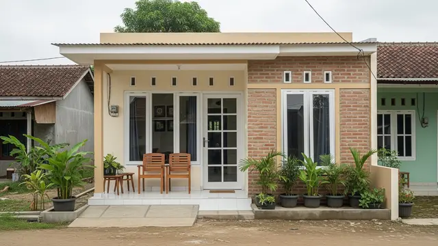Desain Rumah 4x10 dengan Teras Depan