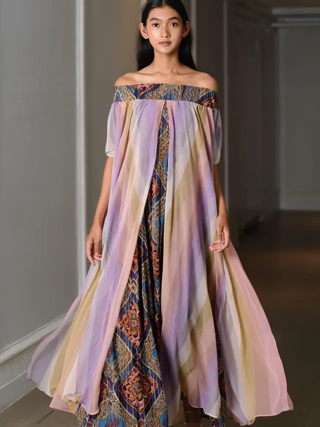 Model Batik Wanita Cape Kombinasi Chiffon Pastel