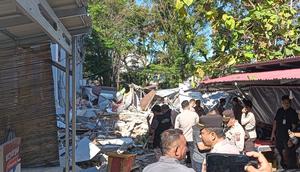 Lokasi tewasnya korban akibat tertimpa bangunan KONI Sulut (Istimewa)