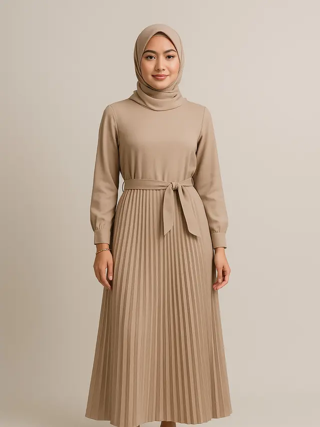 Gamis Kombinasi Plisket untuk Outfit Sehari-hari (Foto: ChatGPT)
