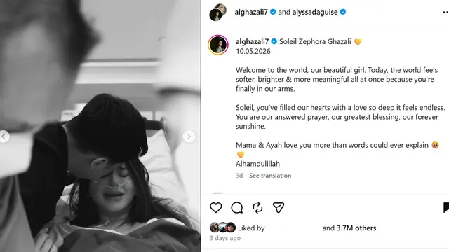 Alyssa Daguise melahirkan. (Instagram/ alghazali7)