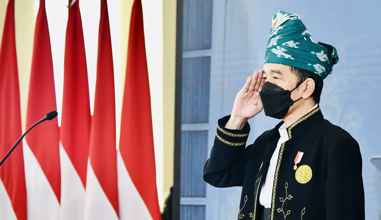 Presiden Joko Widodo memimpin upacara Hari Kelahiran Pancasila secara virtual di Istana Bogor, Jawa Barat, Selasa (1/6/2021). Jokowi berharap Hari Pancasila dimanfaatkan seluruh pihak untuk memperkokoh nilai-nilai Pancasila dalam bermasyarakat, berbangsa, dan bernegara. (FOTO:Biro Pers Kepresidenan)