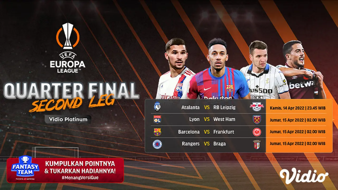 Saksikan Live Streaming UEL Quarterfinal Second Leg 2022 : Atalanta vs RB Leipzig di Vidio