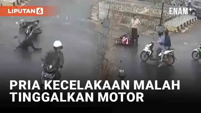 Kecelakaan terekam CCTV, melibatkan seorang pemotor. Insiden disebut terjadi di Jembatan 4 Pondok Timur Indah Bekasi. Keanehan terjadi setelah pria pemotor itu berdiri saat hendak ditolong sekuriti.