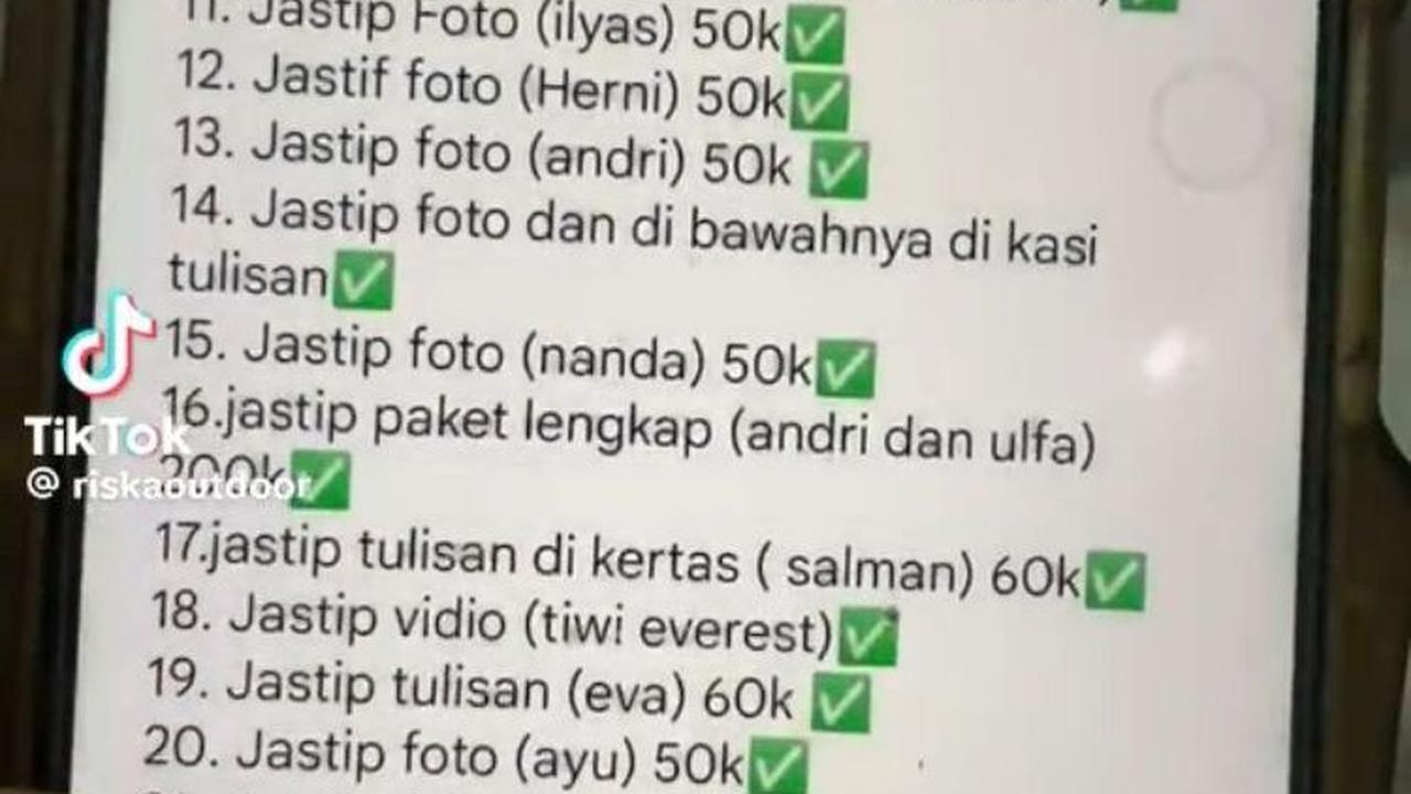 Untuk jastip foto, customer dikenakan biaya Rp50 ribu, jastip video Rp120 ribu, dan paket lengkap Rp200 ribu.