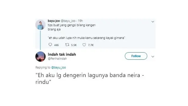 Cara Bilang Kangen yang lucu (Sumber: twitter)