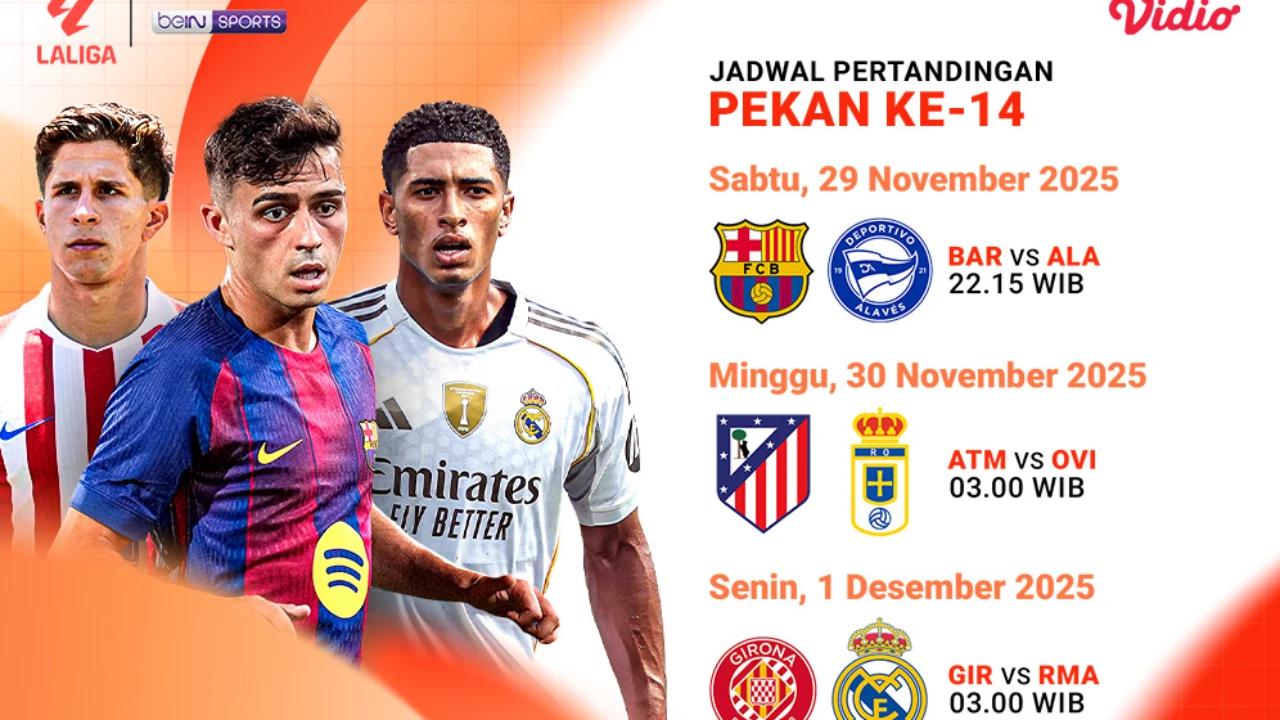 Jadwal La Liga Pekan Ke-14, Eksklusif di Vidio