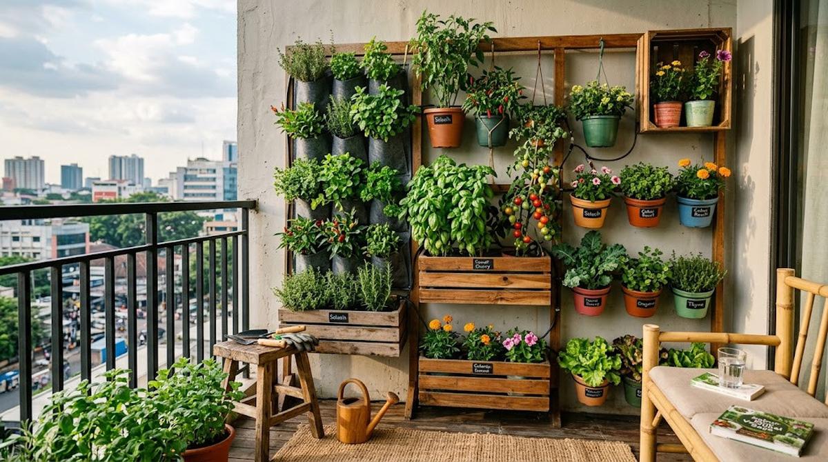 Kebun Mini yang Bisa Dibuat Tanpa Lahan Tanah/AI Generated