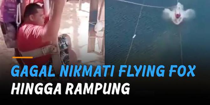 VIDEO: Naik Flying Fox, Pria Ini Gagal Mencapai Ujung