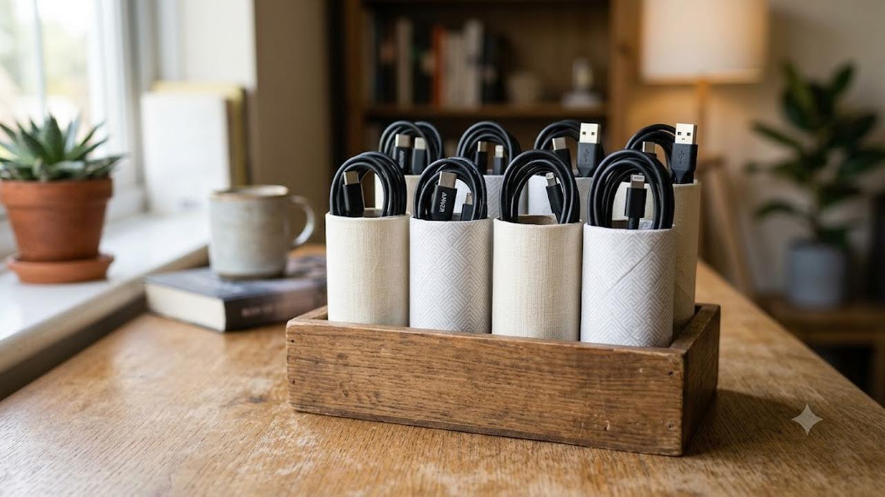 Gulungan Kabel dari Tabung Tisu Bekas