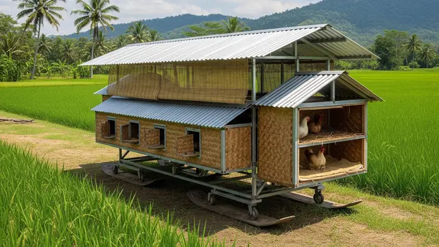desain kandang ayam dengan zona khusus bertelur lebih nyaman