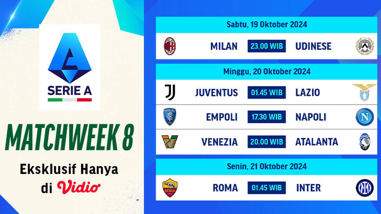 Jadwal Pertandingan Serie A 2024/2025 Matchweek 8